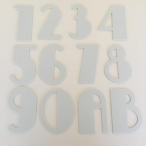 Light Grey Matt, Flat Finish, House Numbers - Art Deco