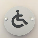 Round Disabled Toilet Sign - Light Grey & Graphite Mat Finish