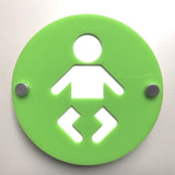 Round Baby Changing Toilet Sign - Lime Green & White Gloss Finish