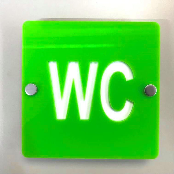 Square WC Toilet Sign - Lime Green & White Gloss Finish