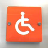 Square Disabled Toilet Sign - Orange & White Gloss Finish