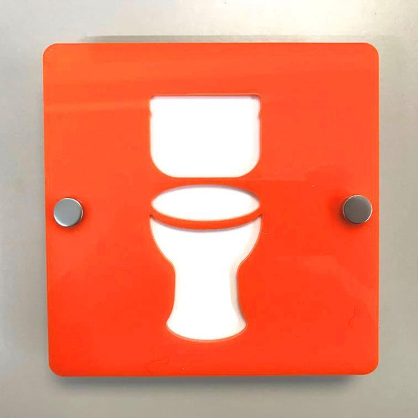 Square Toilet Sign - Orange & White Gloss Finish