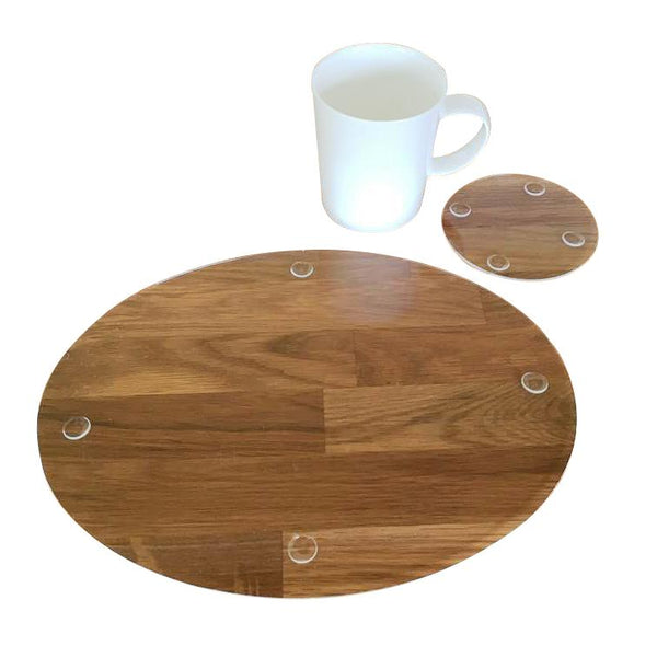 Oval Placemat and Coaster Set - Clear