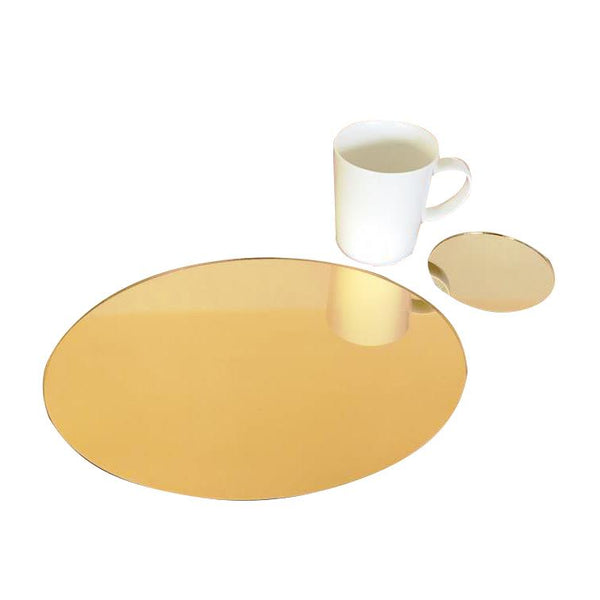 Oval Placemat and Coaster Set - Gold Mirror
