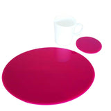 Oval Placemat and Coaster Set - Pink