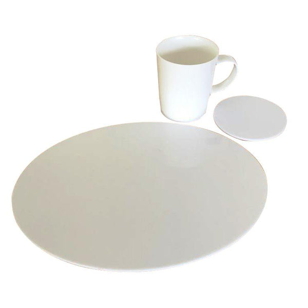 Oval Placemat and Coaster Set - White