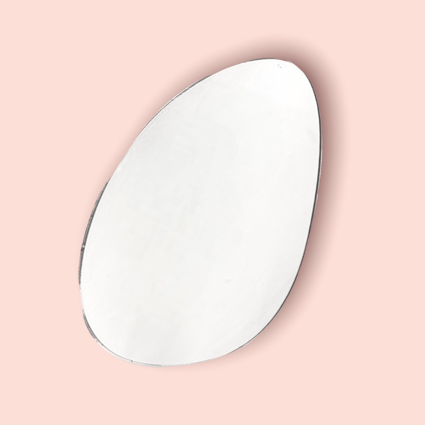 Long Pebble Shaped Mirrors with White Backing & Hooks