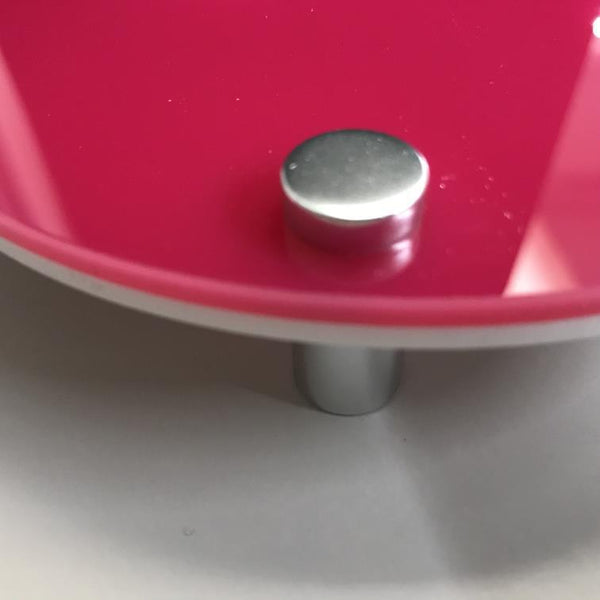 Round Female Toilet Sign - Pink & White Gloss Finish