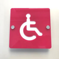 Square Disabled Toilet Sign - Pink & White Gloss Finish
