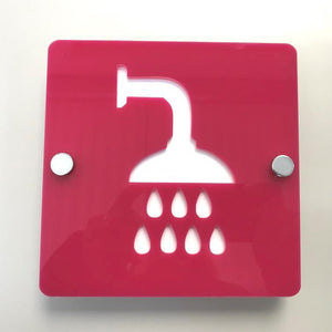 Square Shower Sign - Pink & White Gloss Finish