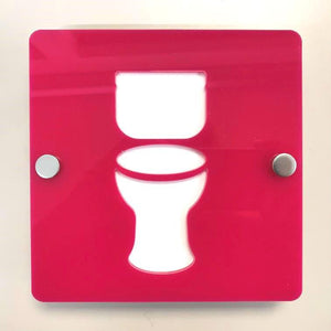 Square Toilet Sign - Pink & White Gloss Finish