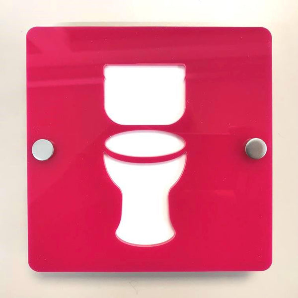 Square Toilet Sign - Pink & White Gloss Finish