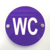 Round WC Toilet Sign - Purple & White Gloss Finish