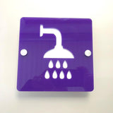 Square Shower Sign - Purple & White Gloss Finish