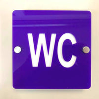 Square WC Toilet Sign - Purple & White Gloss Finish