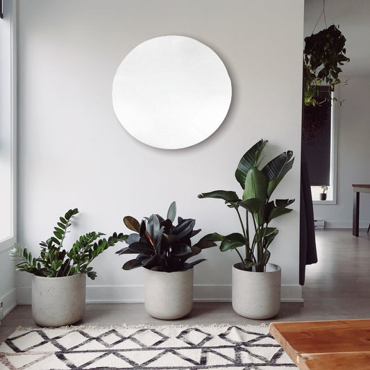 Round Circle Shaped Mirrors with White Backing & Hooks