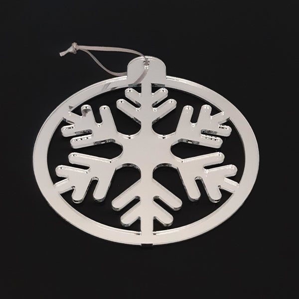 Round Snowflake Christmas Tree Decorations Mirrored