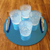 Round Serving Tray with Handle - Blue Mirror