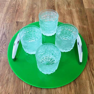 Round Serving Tray with Handle - Bright Green