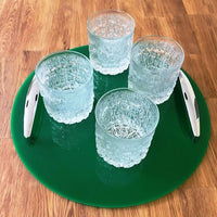 Round Serving Tray with Handle - Green