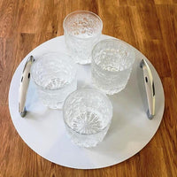 Round Serving Tray with Handle - Light Grey