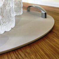 Round Serving Tray with Handle - Light Grey