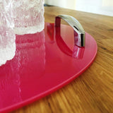 Round Serving Tray with Handle - Pink