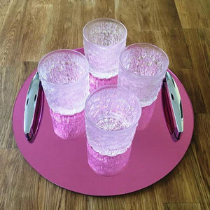 Round Serving Tray with Handle - Pink Mirror