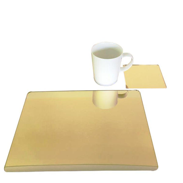 Rectangular Placemat and Coaster Set - Gold Mirror