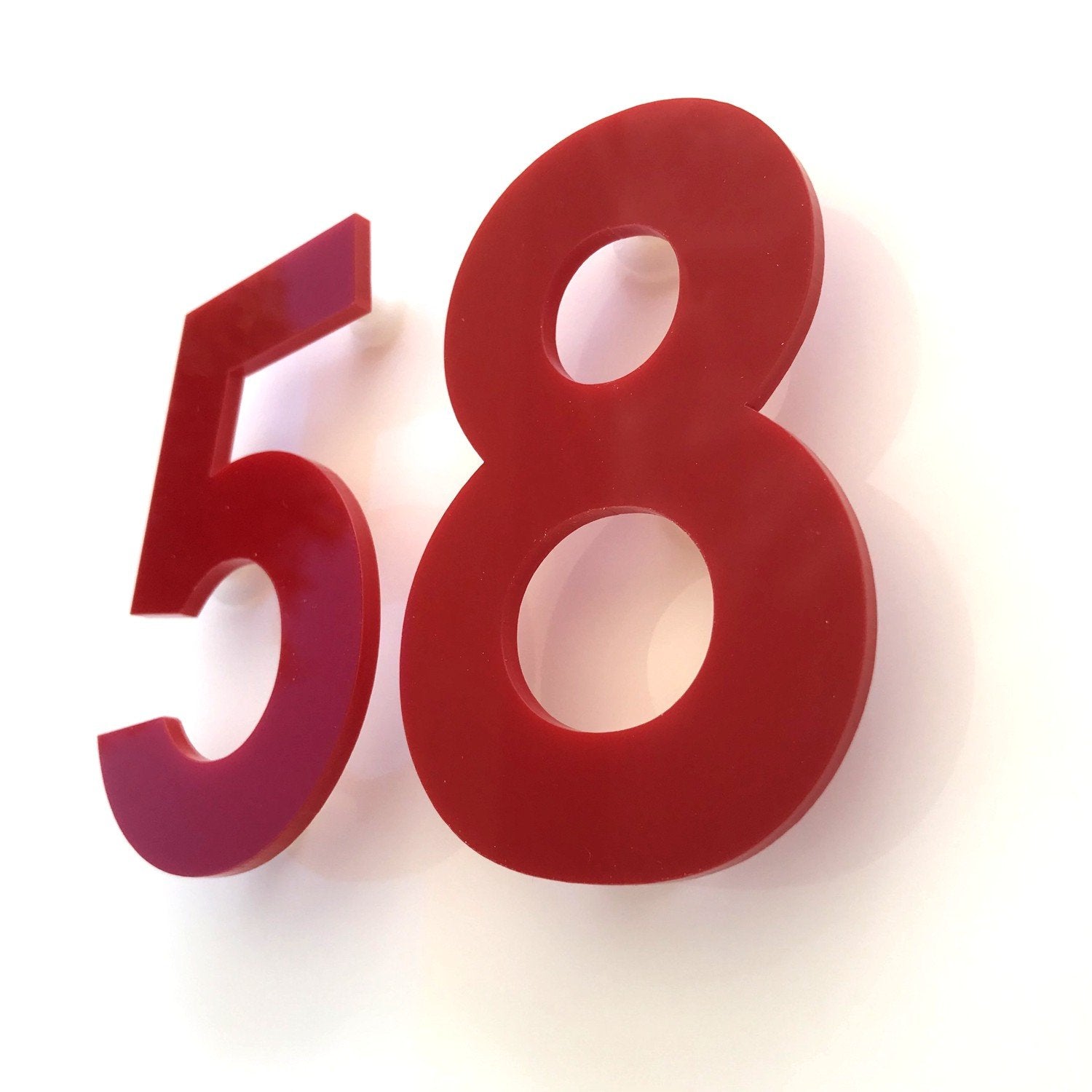 Red, Floating Finish, House Numbers - Century Gothic