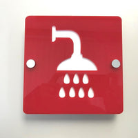 Square Shower Sign - Red & White Gloss Finish