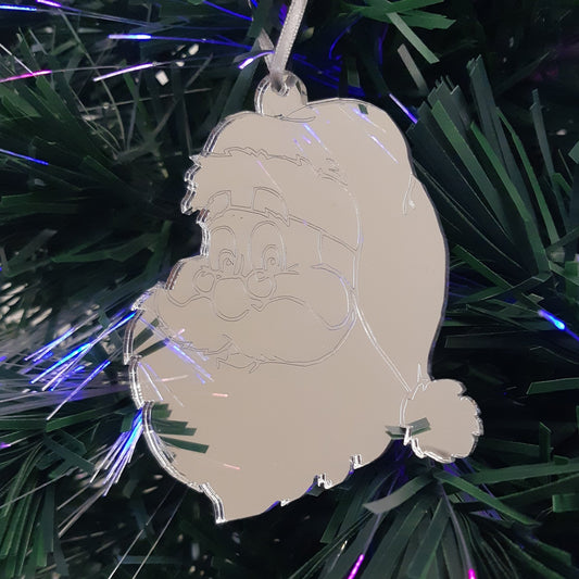 Décorations de sapin de Noël en miroir représentant le Père Noël