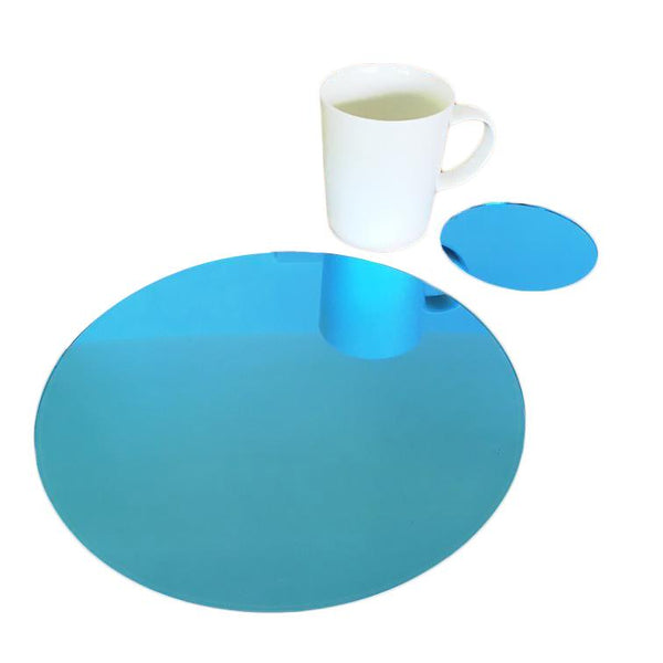 Round Placemat and Coaster Set - Blue Mirror