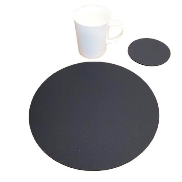 Round Placemat and Coaster Set - Graphite Grey
