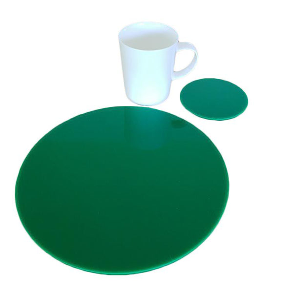 Round Placemat and Coaster Set - Green