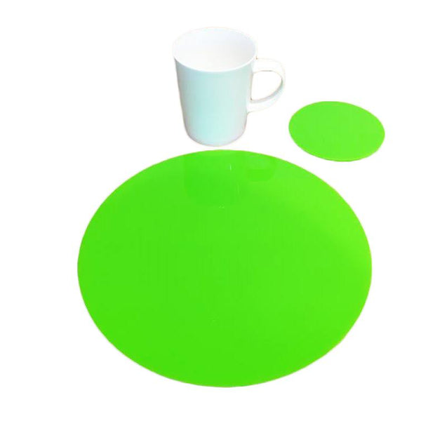 Round Placemat and Coaster Set - Lime Green