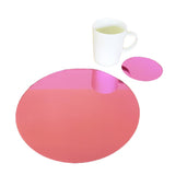 Round Placemat and Coaster Set - Pink Mirror