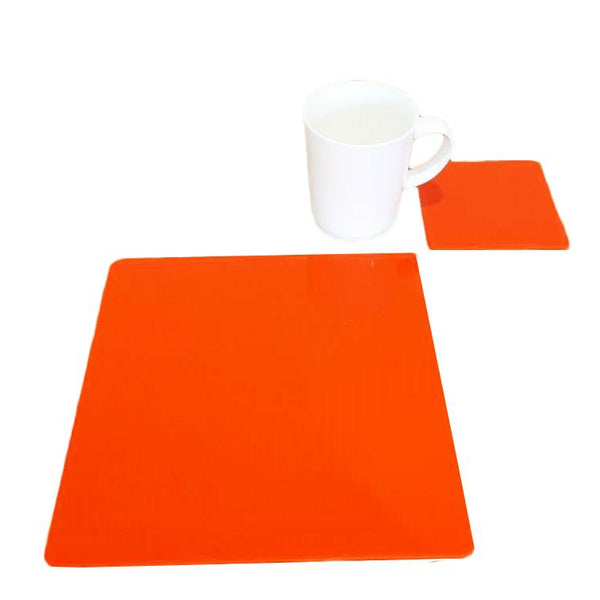 Square Placemat and Coaster Set - Orange
