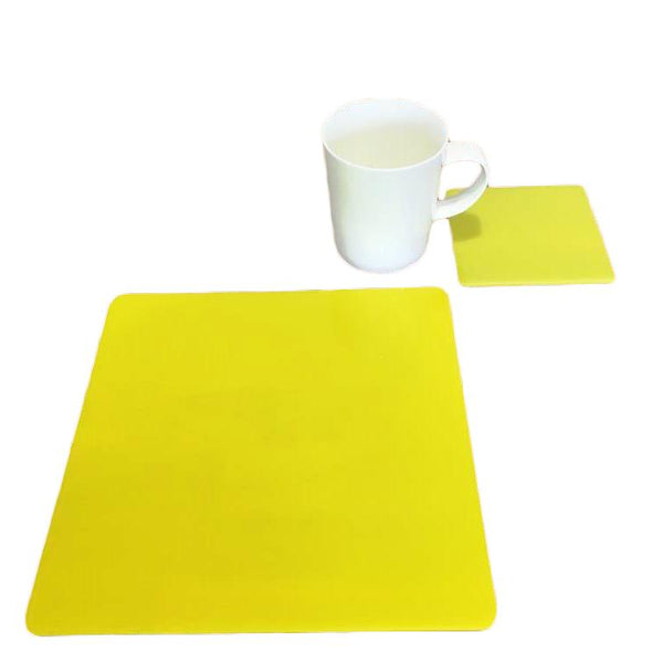 Square Placemat and Coaster Set - Yellow