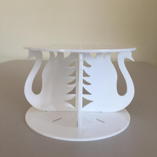 Swan Design Round Wedding/Party Cake Separator - White