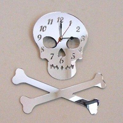 Skull & Crossbones Shaped Clocks - Many Colour Choices