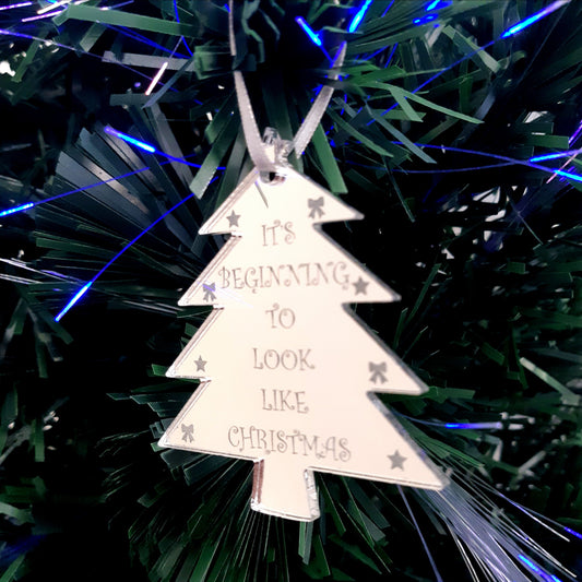 Arbre « Ça commence à ressembler beaucoup à Noël » Décorations d'arbre de Noël gravées en miroir