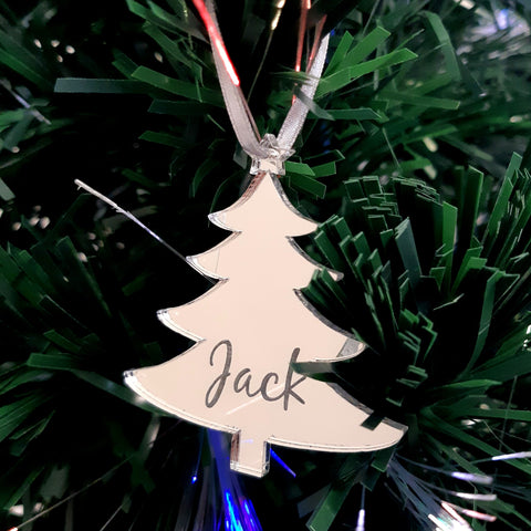 Xmas Tree Personalised Name Engraved Christmas Tree Decorations Many Colours