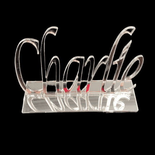 Porte-noms personnalisés en acrylique miroir