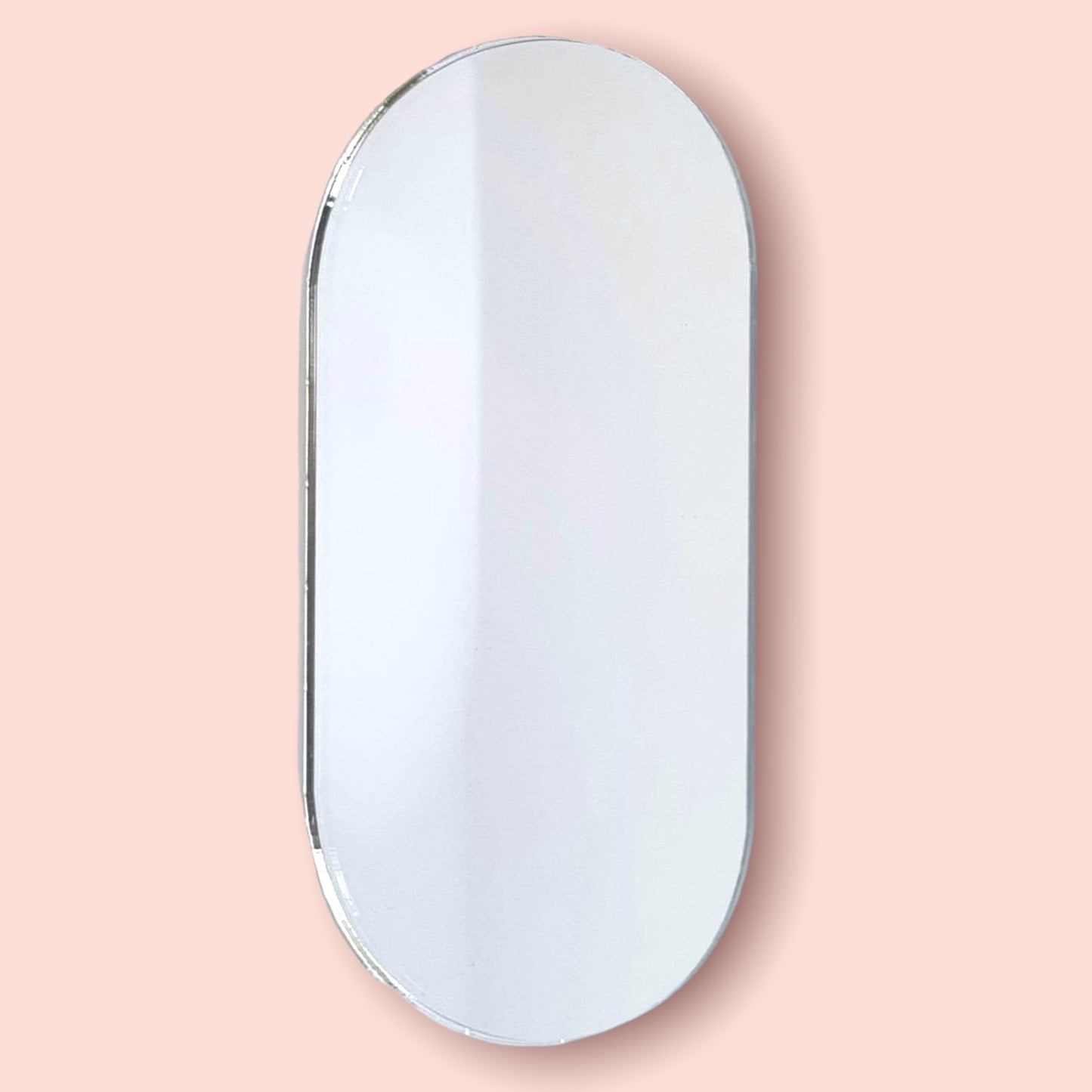 Pill Shaped Mirrors with White Backing & Hooks