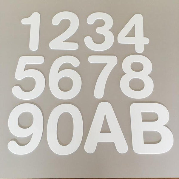 White Gloss, Flat Finish, House Numbers - Rounded