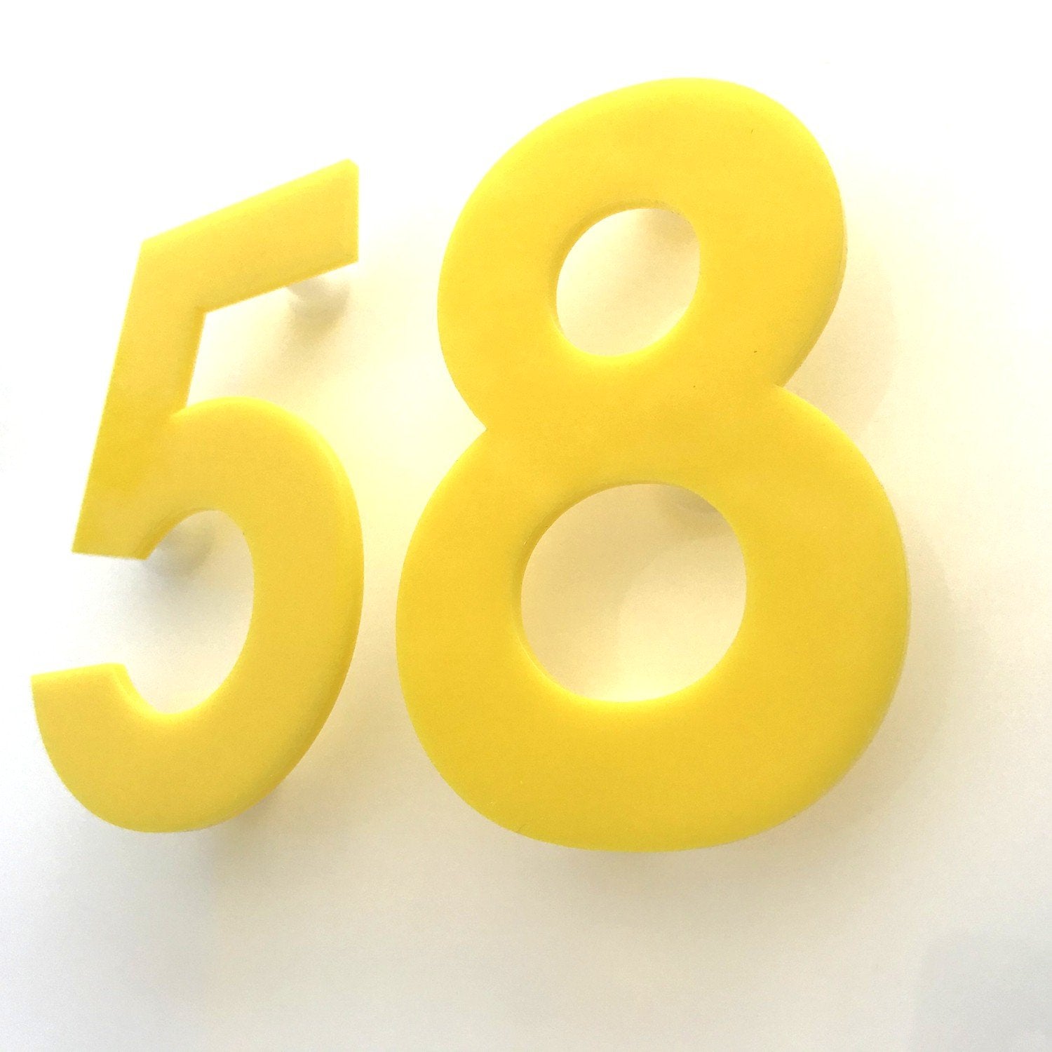 Yellow, Floating Finish, House Numbers - Century Gothic