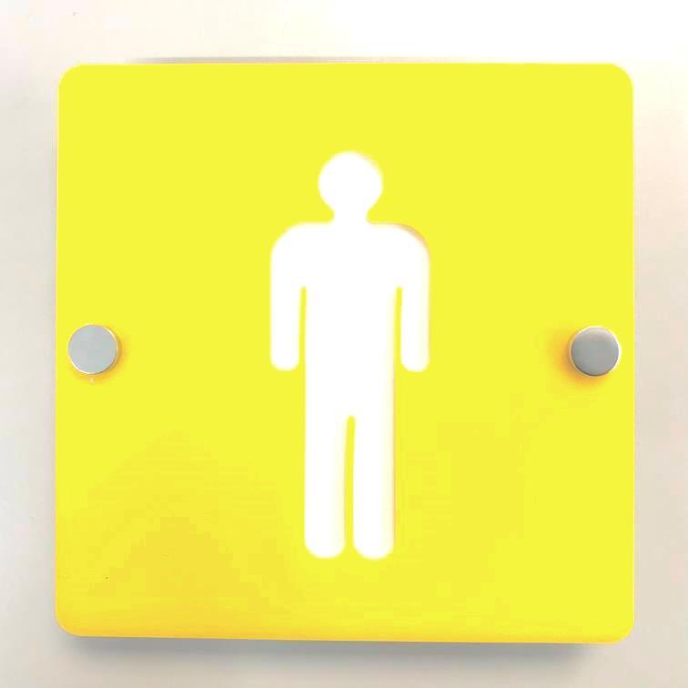 Square Male Toilet Sign - Yellow & White Finish