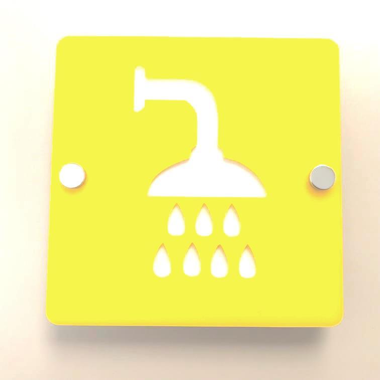 Square Shower Sign - Yellow & White Gloss Finish