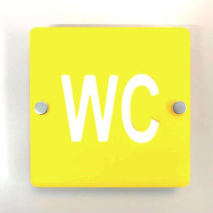 Square WC Toilet Sign - Yellow & White Gloss Finish